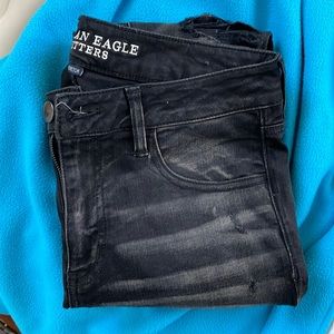 American eagle distressed black skinny jeans